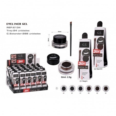 EYELINER GEL 24H NEG/MARRON 24/U 288/C