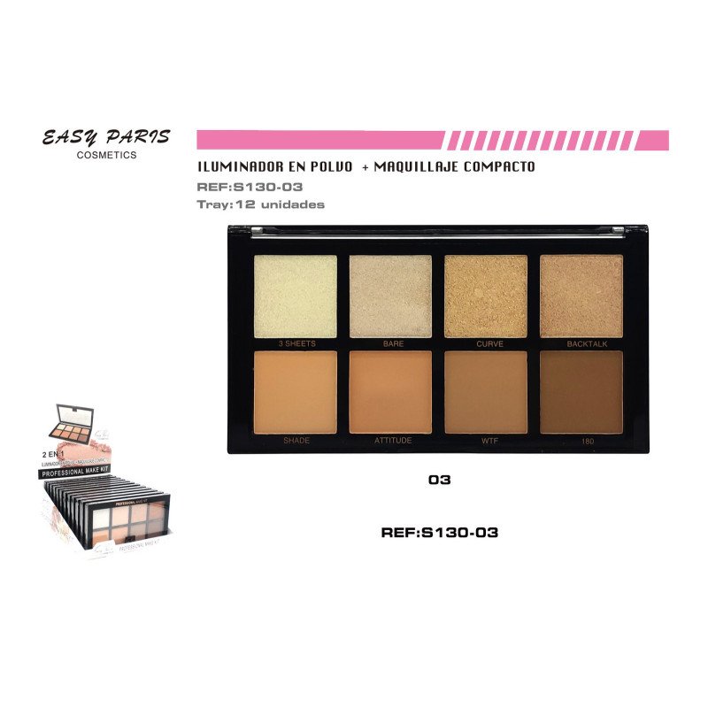 KIT.MAQ.COMPAC+COLORETE+ILUMINADOR 24g 12/C