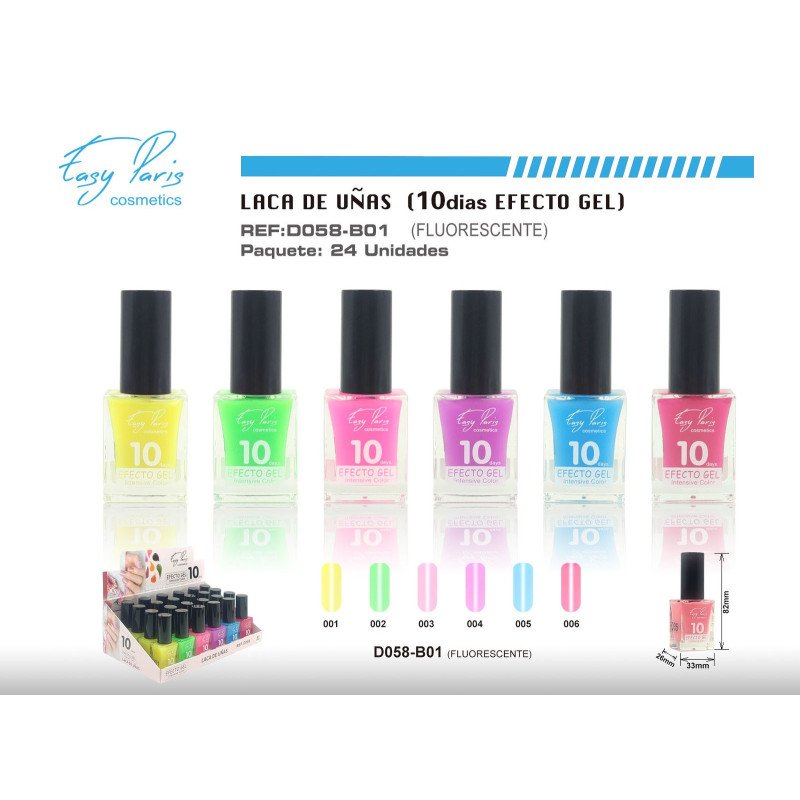 LACA DE UÑAS FLUORECENTE ALTO BRILLO 10D 24/U 288/C