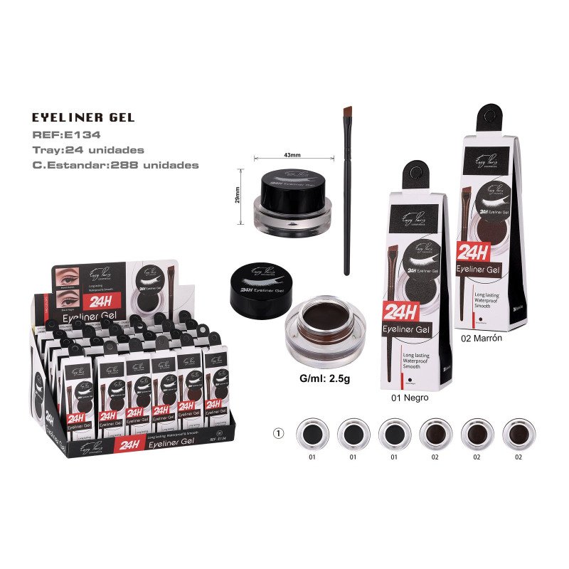 EYELINER GEL 24H NEG/MARRON 24/U 288/C