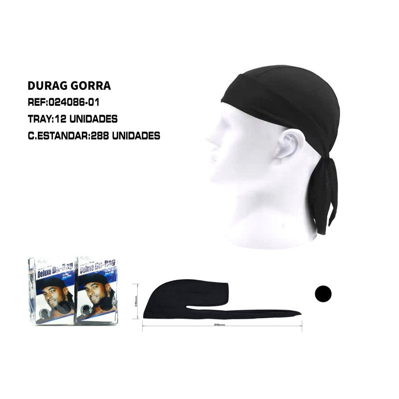 DURAGS PARA HOMBRES Y MUJERES NEGRO 288/C