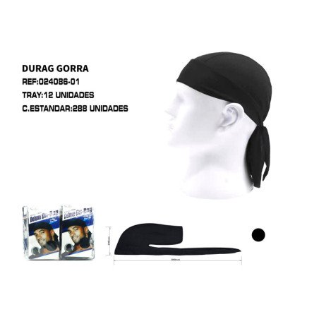 DURAGS PARA HOMBRES Y MUJERES NEGRO 288/C