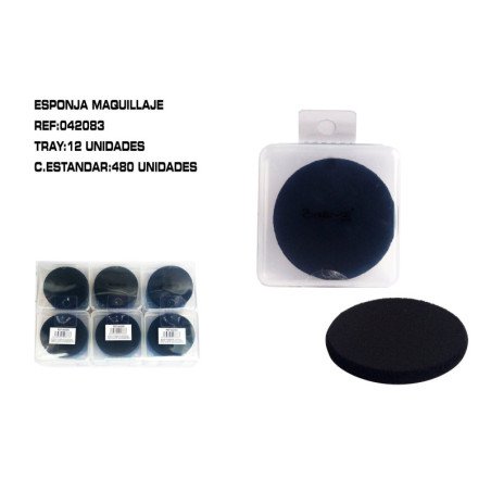 ESPONJA MAQUILLAJE COLOR NEGRA 12/U