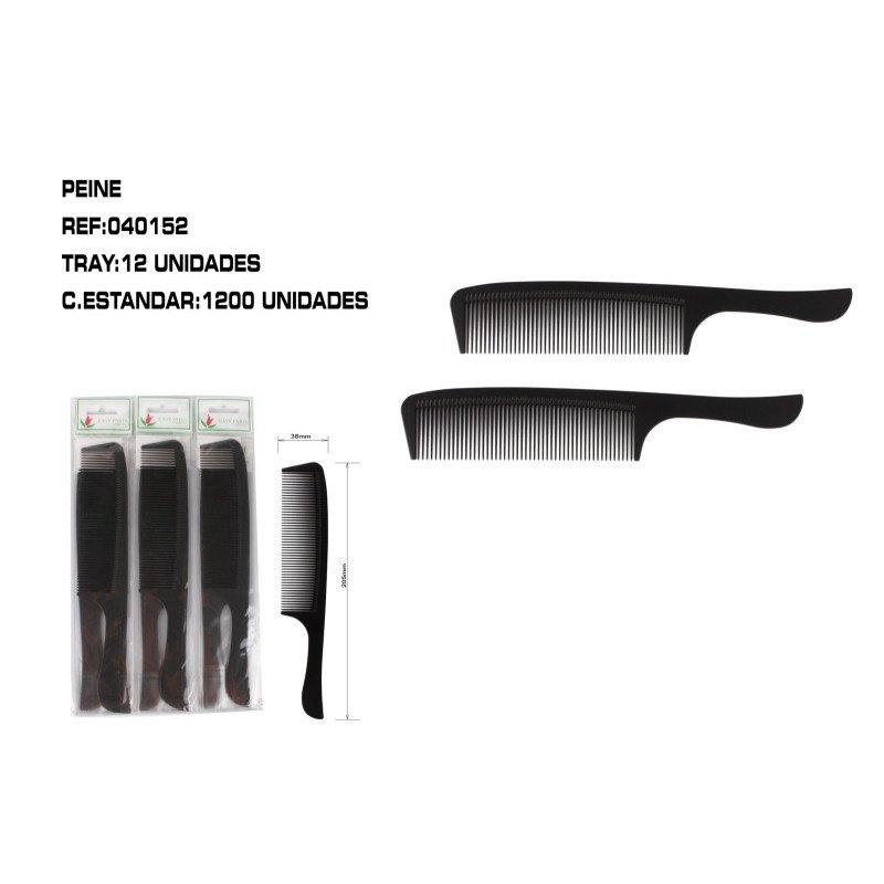 PEINE NEGRO CON MANGO 12/U