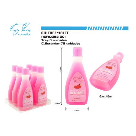 QUITAESMALTE AROMA FRESA S/ACETONA 85ML 6/U 72/U