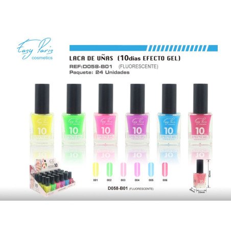 LACA DE UÑAS FLUORECENTE ALTO BRILLO 10D 24/U 288/C