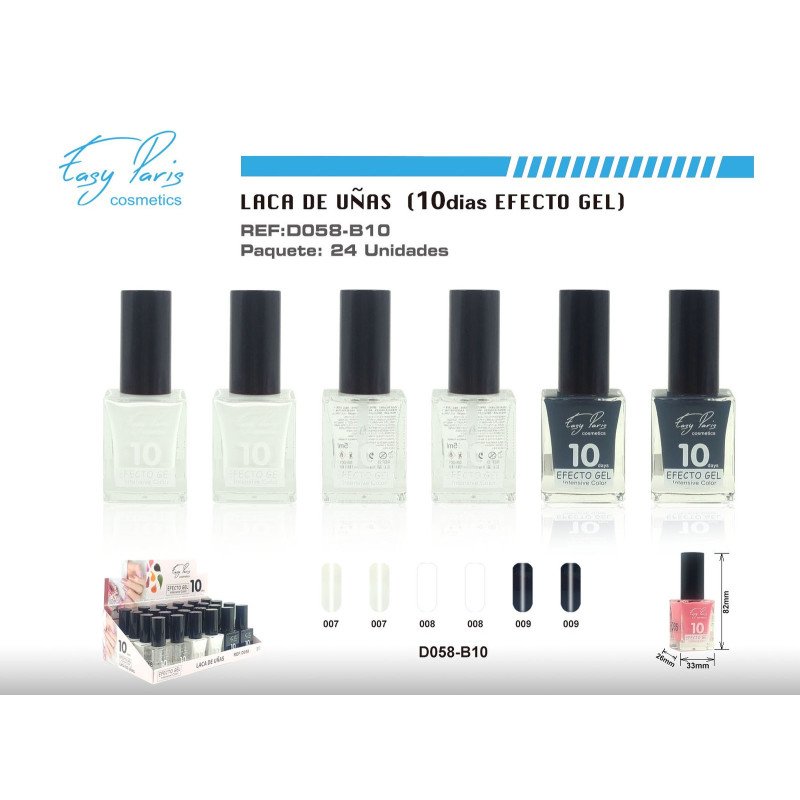 LACA DE UÑAS ALTO BRILLO 10D 24/U 288/C