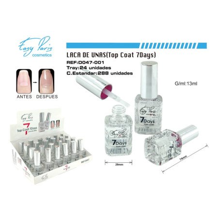 LACA DE UÑAS TOP COAT 7 DIAS 24/U 288/U
