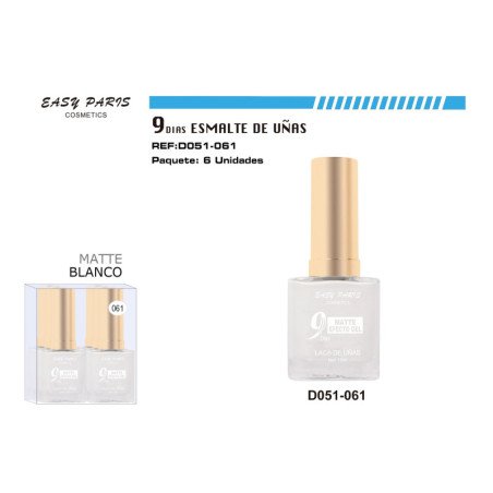 LACA DE UÑAS 9 DIAS BLANC MATE 6/U 144/U
