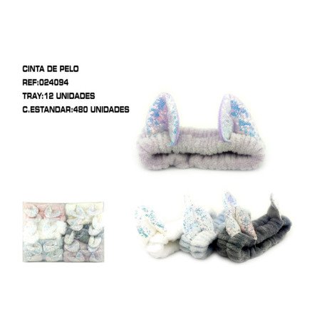 CINTA DE PELO C/OREJITAS 12/U 480/C