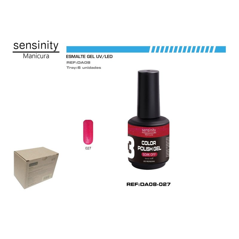 ESMALTE GEL ROSA RUBI  GLITTER UV/LED USO PROFESIONAL
