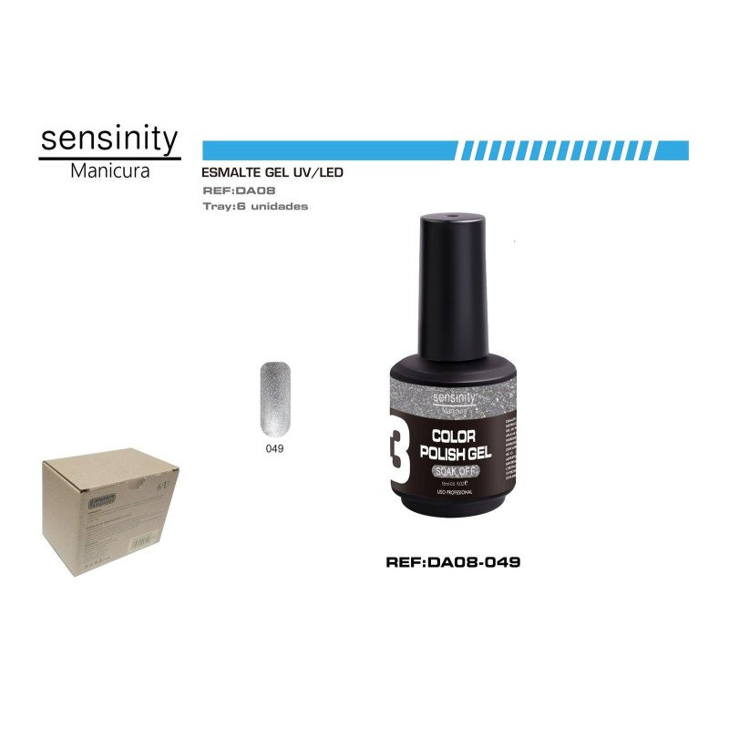 ESMALTE GEL PLATA GLITTER UV/LED USO PROFESIONAL