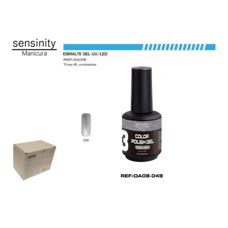 ESMALTE GEL PLATA GLITTER UV/LED USO PROFESIONAL
