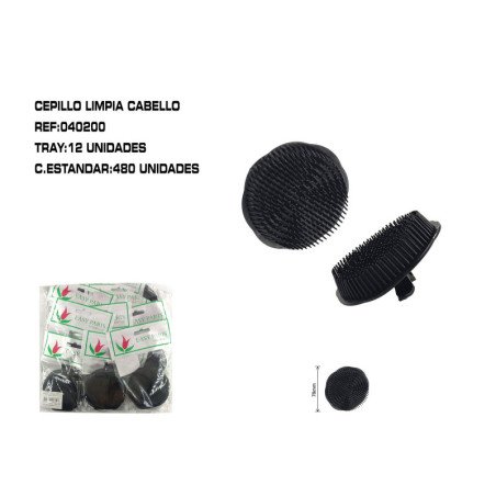 CEPILLO NEG.LIMPIA CABELLO 12/U 480/C