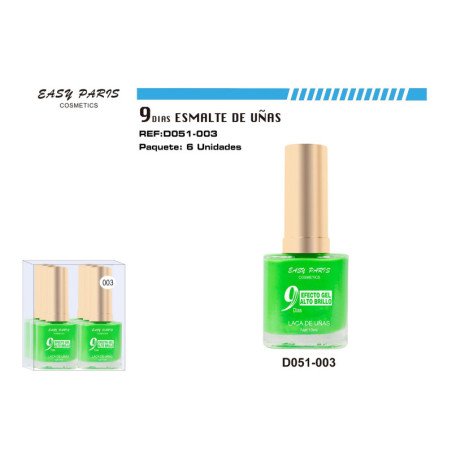 LACA DE UÑAS 9 DIAS VERDE FLU.144/U