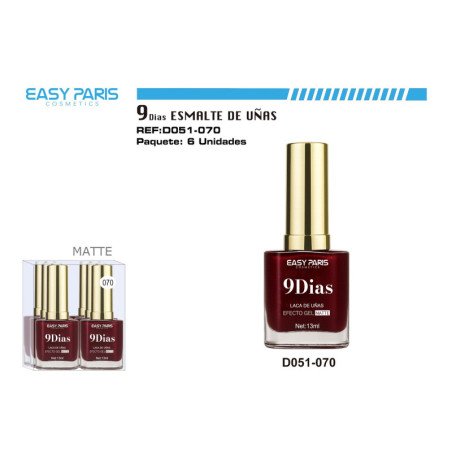 LACA DE UÑAS 9 DIAS BURDEO PERLA MATTE 6/U 144/U