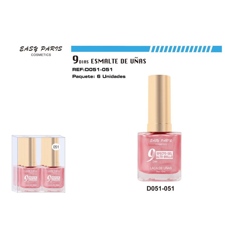 LACA DE UÑAS 9 DIAS ROSA PERLA 6/U