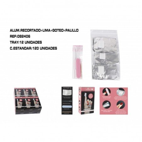 KIT 30 PAPEL ALUM.RECORTADO+LIMA+GOTEO+PALILLO 12/U 240/C
