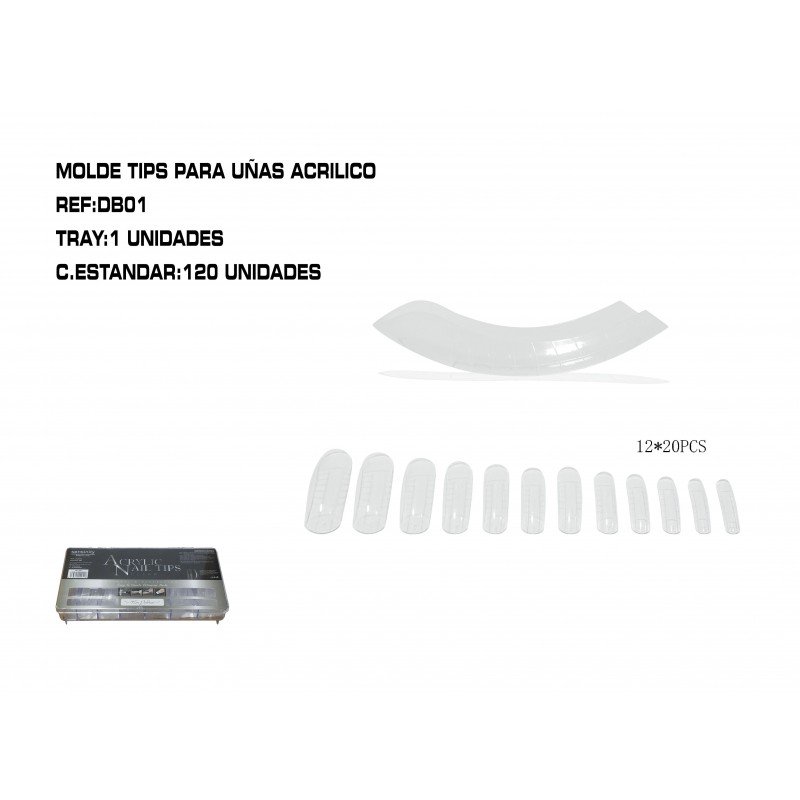 MOLDE TIPS PARA UÑAS ACRILICO 120/C