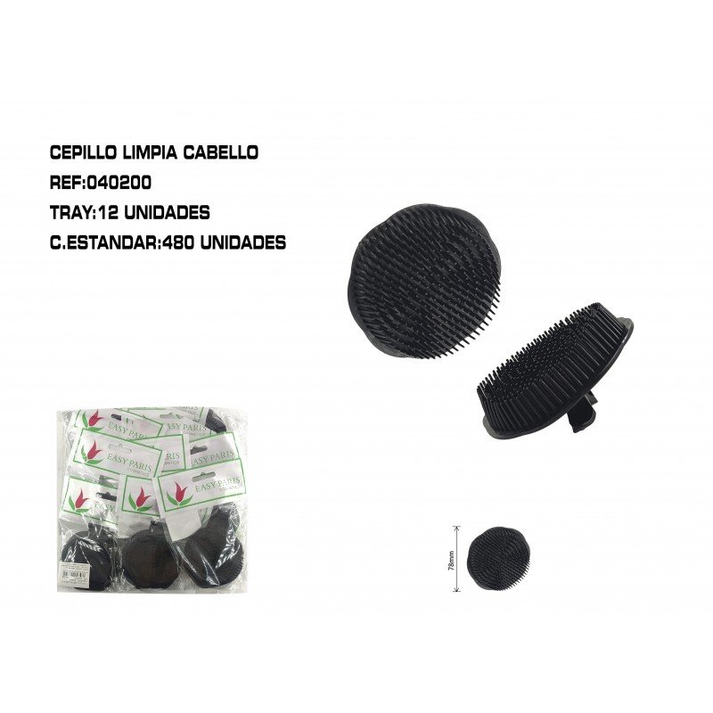 CEPILLO NEG.LIMPIA CABELLO 12/U 480/C